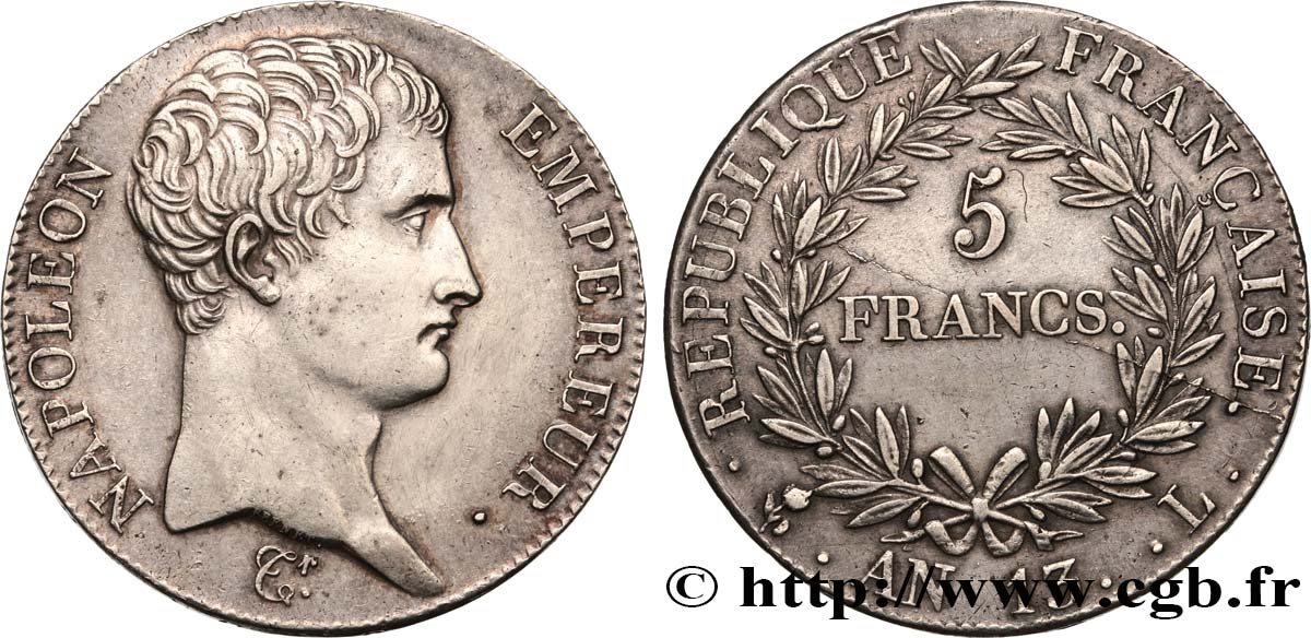 5 francs Napoléon Empereur, Calendrier révolutionnaire 1805 Bayonne F.303/12 TTB+ 