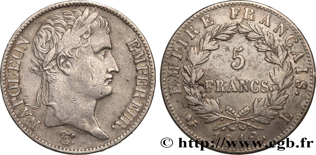 5 francs Napoléon Empereur, Empire français 1812 Bayonne F.307/48 VF30 