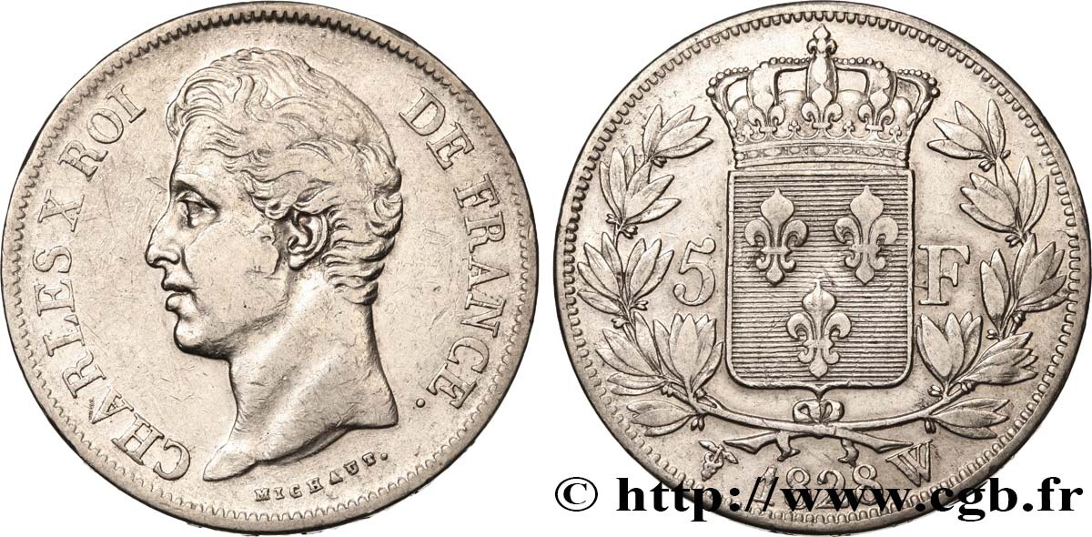 5 francs Charles X, 2e type 1828 Lille F.311/26 TB 
