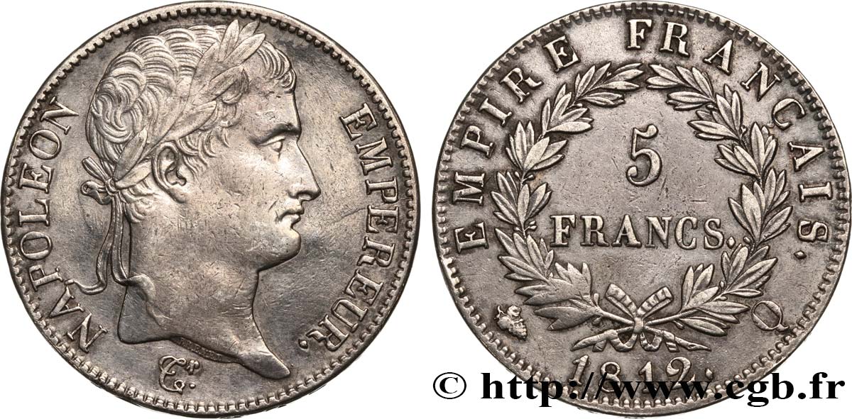 5 francs Napoléon Empereur, Empire français 1812 Perpignan F.307/51 TTB 