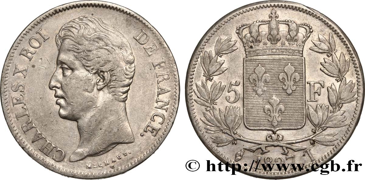 5 francs Charles X, 2e type 1827 Limoges F.311/6 VF35 
