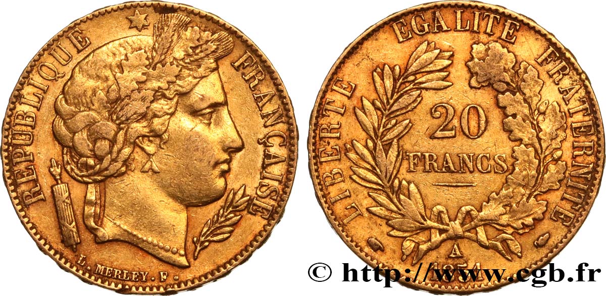 20 francs or Cérès 1851 Paris F.529/4 XF48 