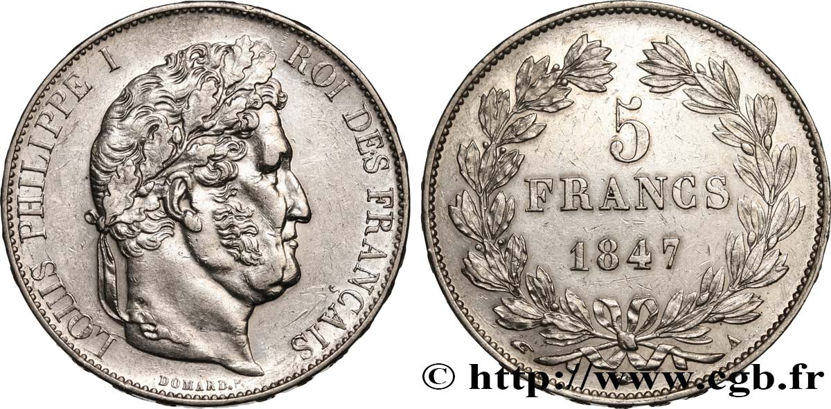 5 francs IIIe type Domard 1847 Paris F.325/14 fVZ 