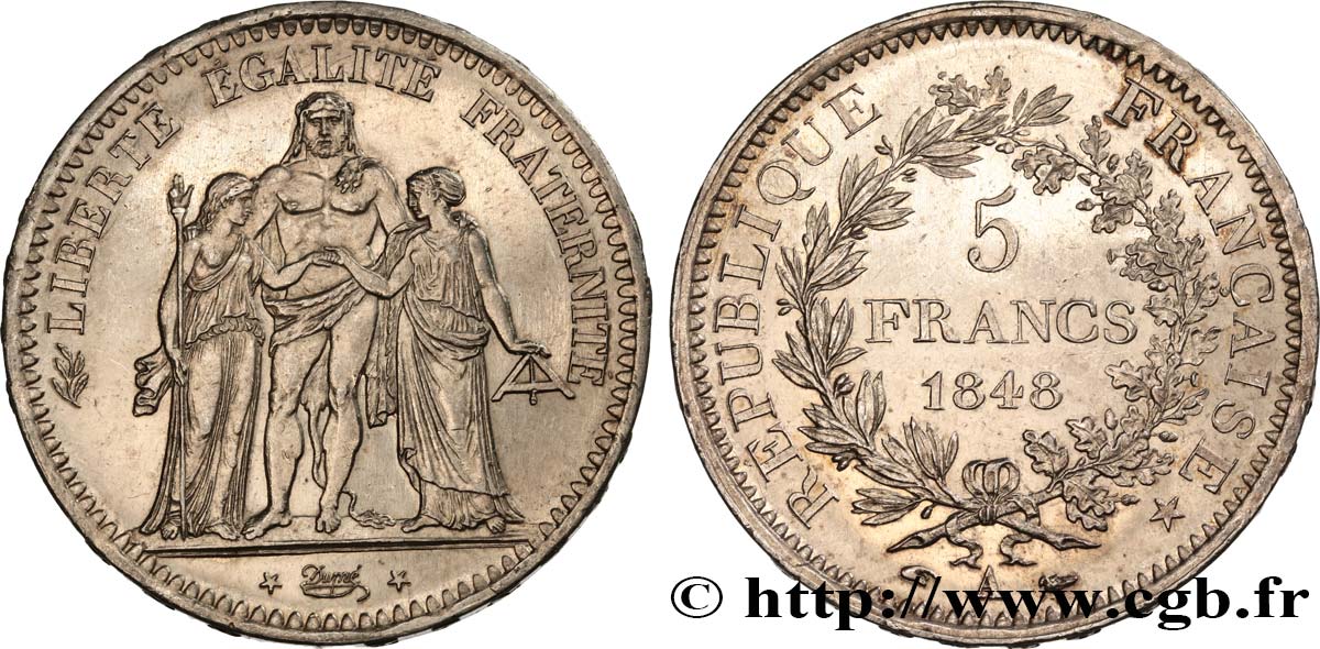 5 francs Hercule, IIe République 1848 Paris F.326/1 EBC+ 