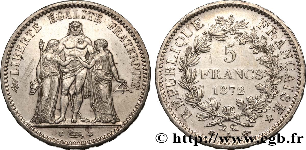 5 francs Hercule 1872 Paris F.334/6 fVZ 