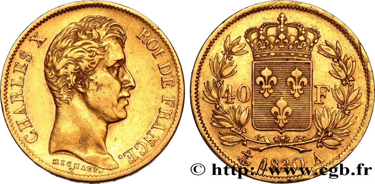 40 francs or Charles X, 2e type 1830 Paris F.544/5 TTB45 
