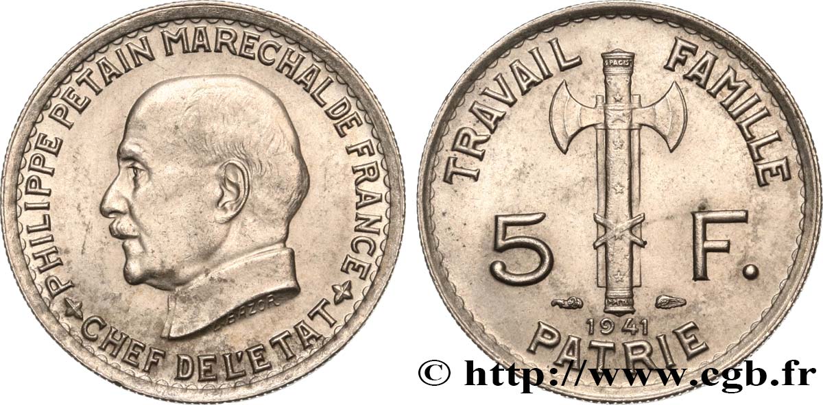 5 francs Pétain  1941  F.338/2 SPL64 