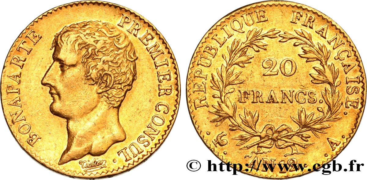 20 francs or Bonaparte Premier Consul 1804 Paris F.510/2 SS52 