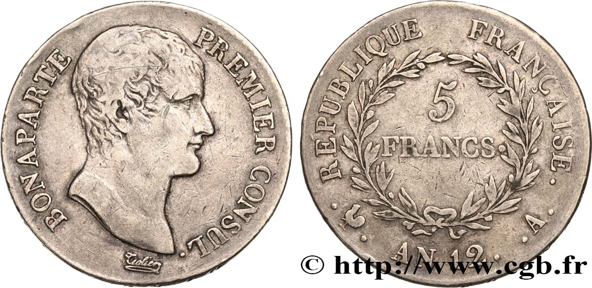 5 francs Bonaparte Premier Consul 1804 Paris F.301/9 TB25 