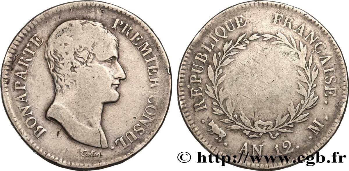 5 francs Bonaparte Premier Consul, Flan large 1804 Toulouse F.301/20 B12 