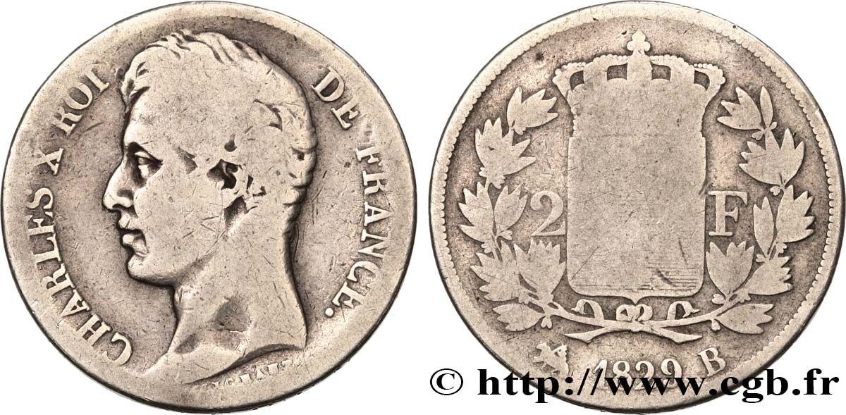 2 francs Charles X 1829 Rouen F.258/50 B 