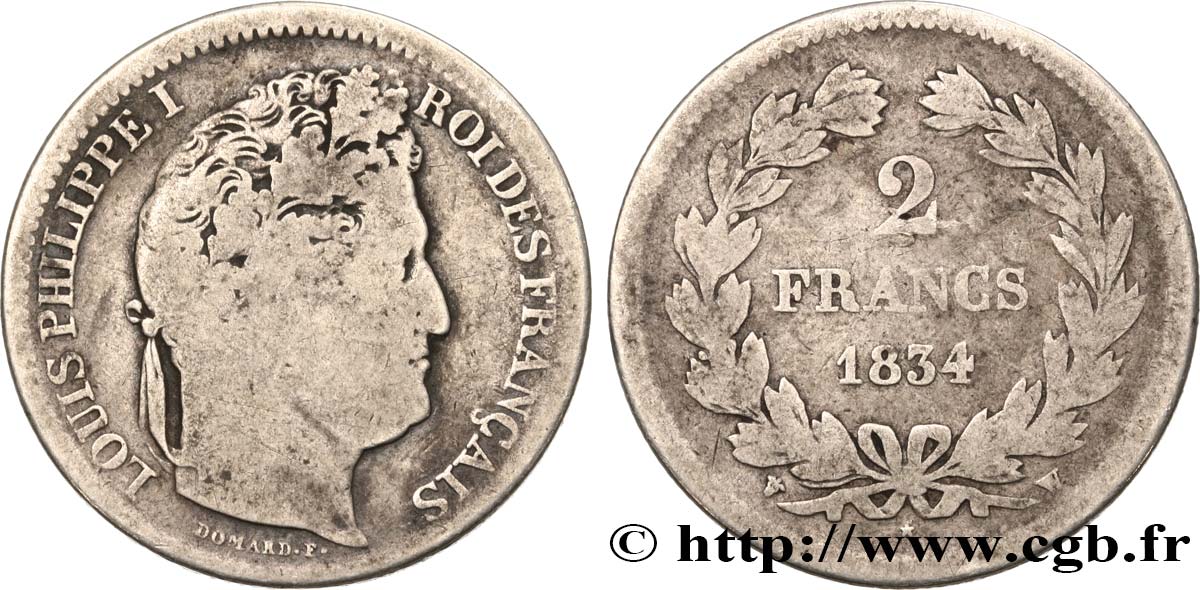 2 francs Louis-Philippe 1834 Lille F.260/41 B12 