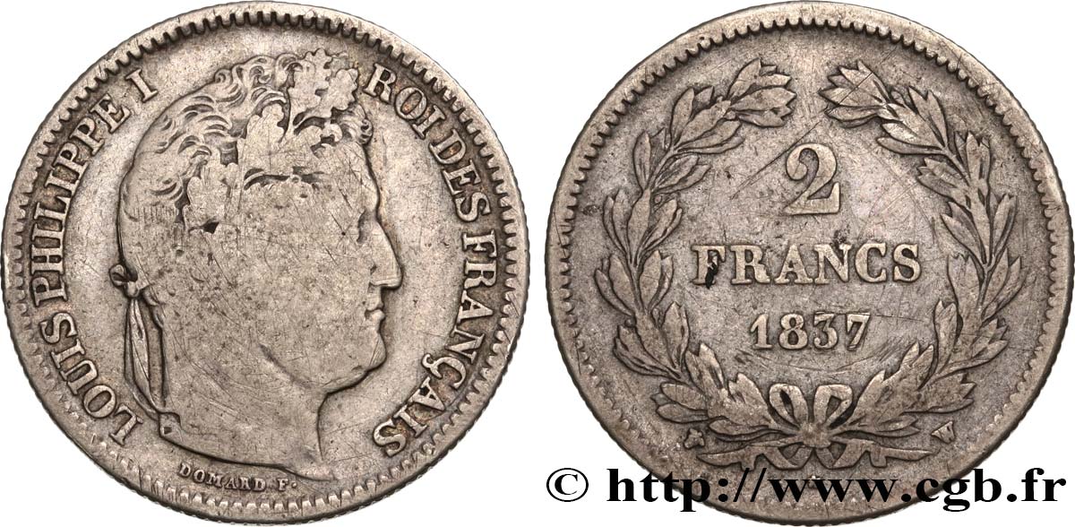 2 francs Louis-Philippe 1837 Lille F.260/64 F12 
