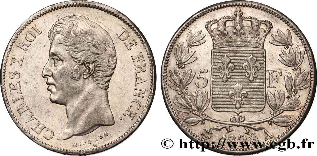 5 francs Charles X, 2e type 1828 Paris F.311/14 TTB50 