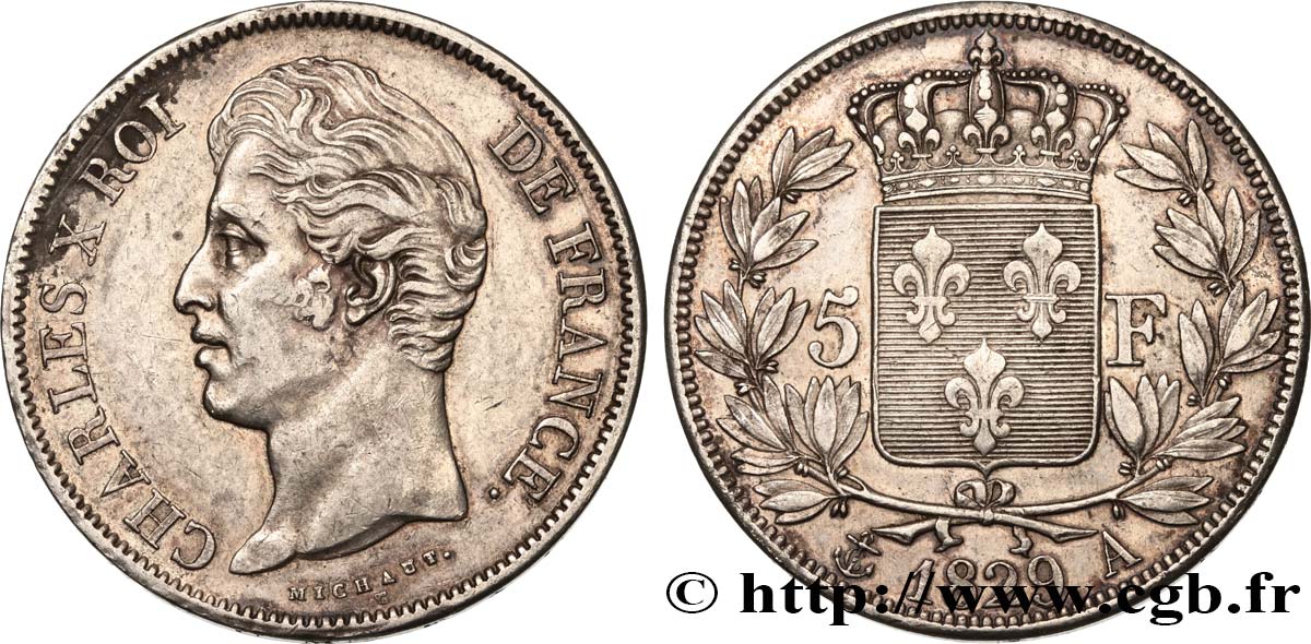 5 francs Charles X, 2e type 1829 Paris F.311/27 XF 