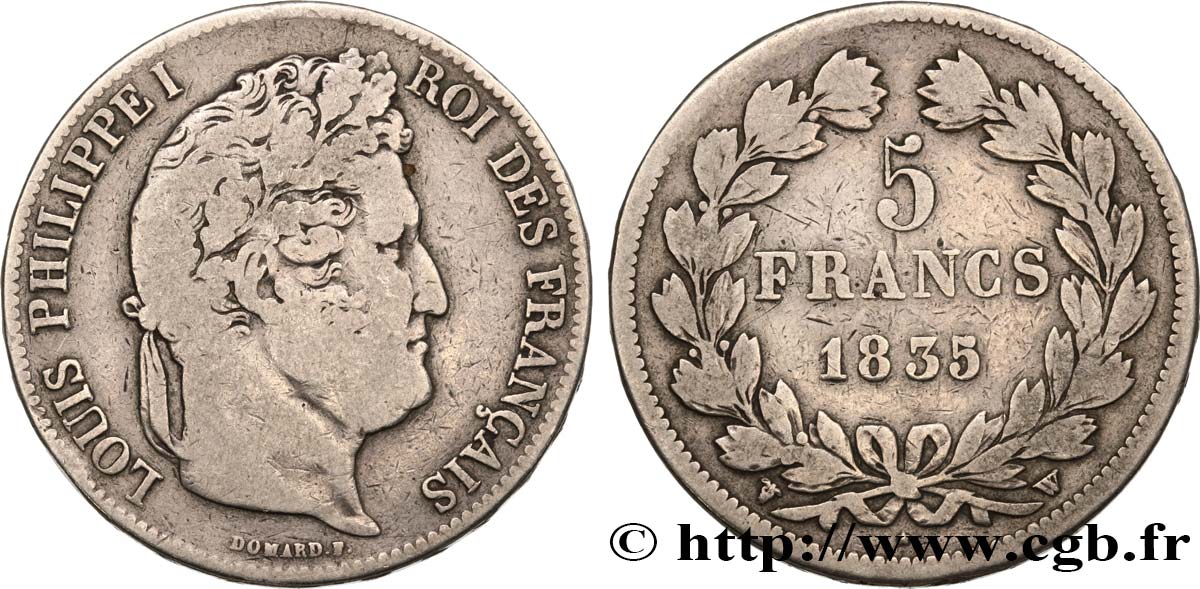 5 francs IIe type Domard 1835 Lille F.324/52 TB15 