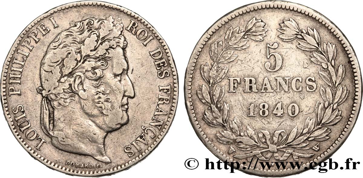 5 francs IIe type Domard 1840 Lille F.324/88 VF35 