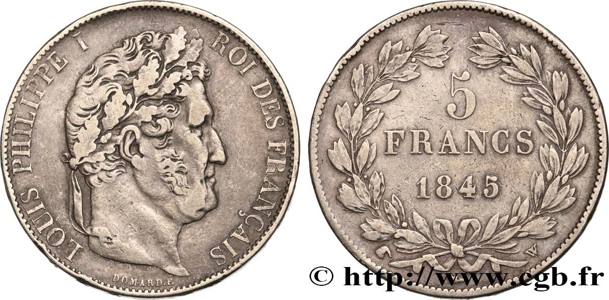 5 francs IIIe type Domard 1845 Lille F.325/9 S35 