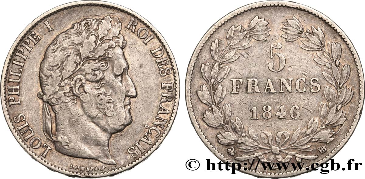 5 francs IIIe type Domard 1846 Strasbourg F.325/11 VF35 