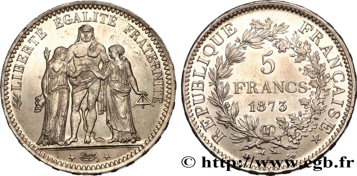 5 francs Hercule 1873 Paris F.334/9 fST64 