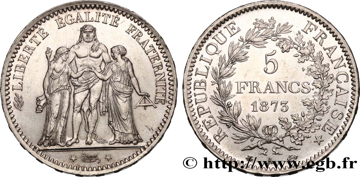 5 francs Hercule 1873 Paris F.334/9 SPL+ 
