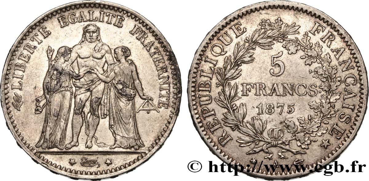 5 francs Hercule 1875 Paris F.334/14 XF 