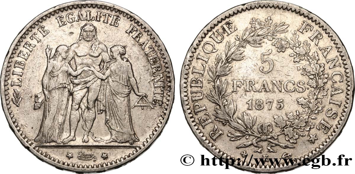 5 francs Hercule 1875 Bordeaux F.334/16 TB35 
