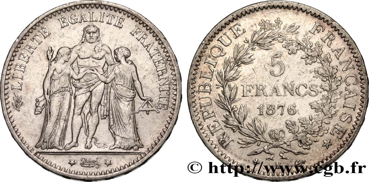 5 francs Hercule 1876 Bordeaux F.334/18 MBC 