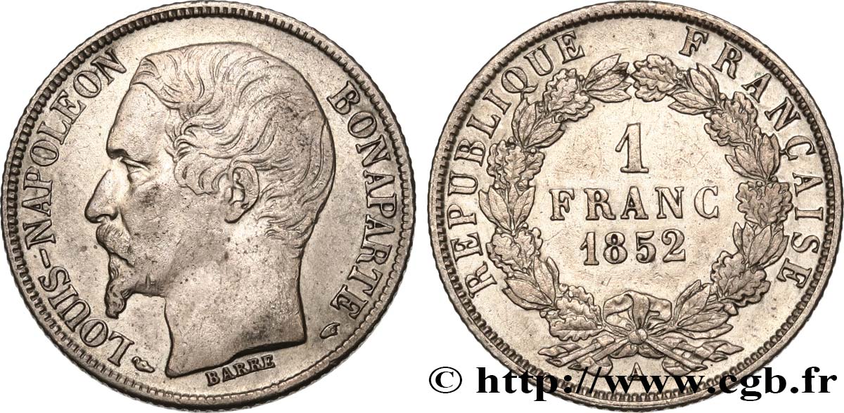 1 franc Louis-Napoléon 1852 Paris F.212/1 SS45 