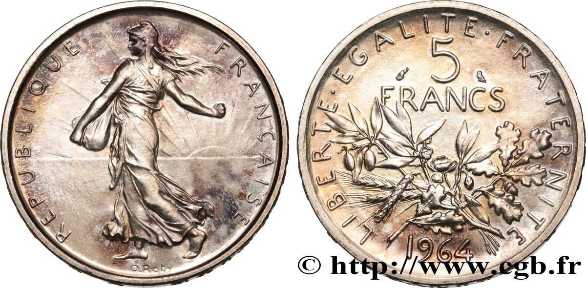 5 francs Semeuse, argent 1964 Paris F.340/8 FDC 