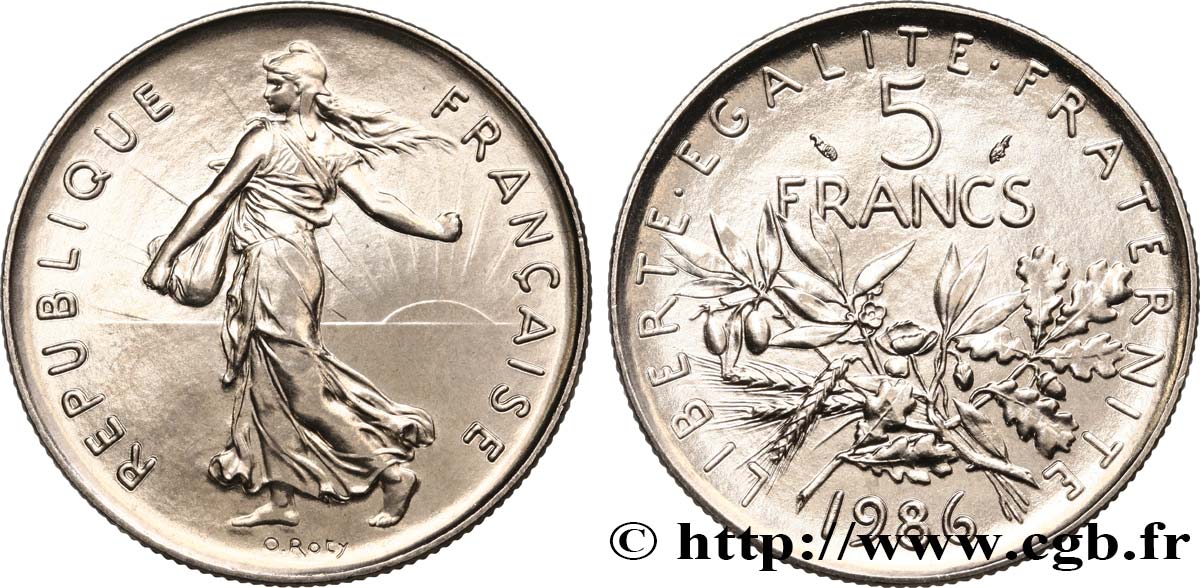 5 francs Semeuse, nickel 1986 Pessac F.341/18 ST 