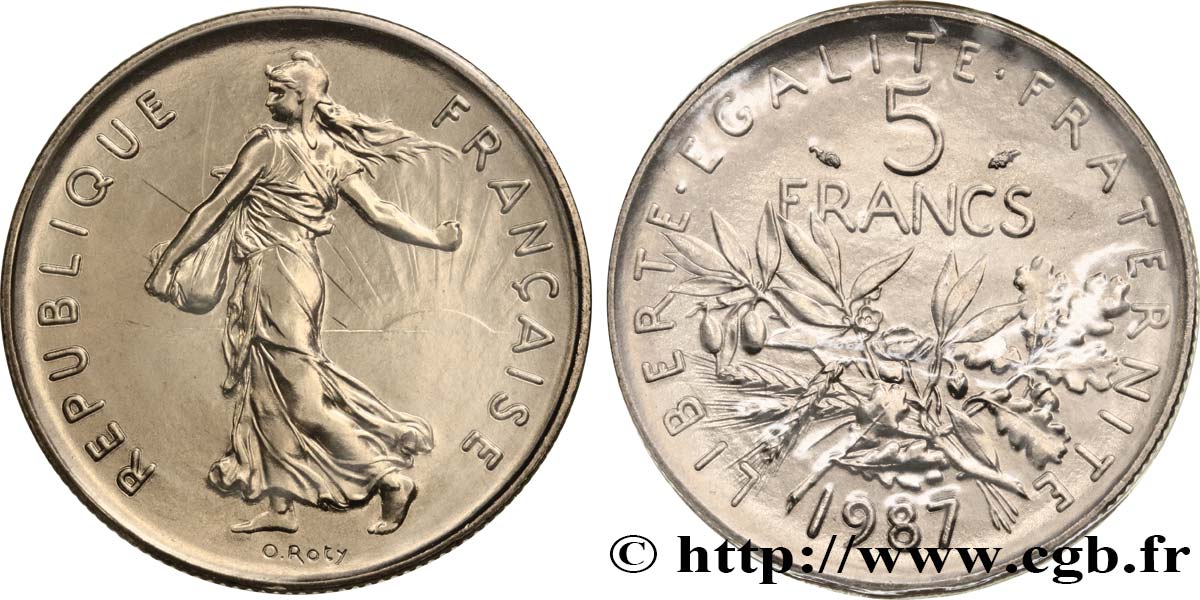 5 francs Semeuse, nickel 1987 Pessac F.341/19 ST 