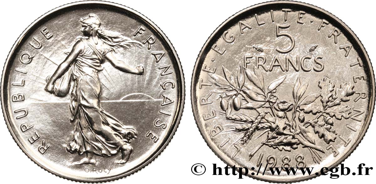 5 francs Semeuse, nickel 1988 Pessac F.341/20 FDC 
