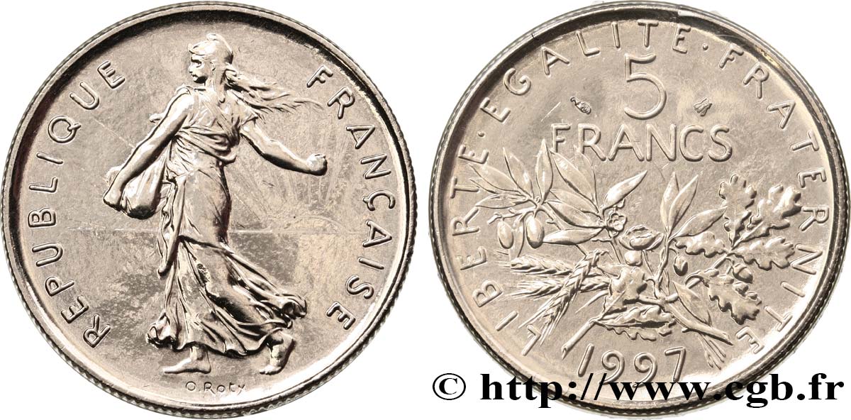 5 francs Semeuse, nickel, BU (Brillant Universel) 1997 Pessac F.341/33 MS 