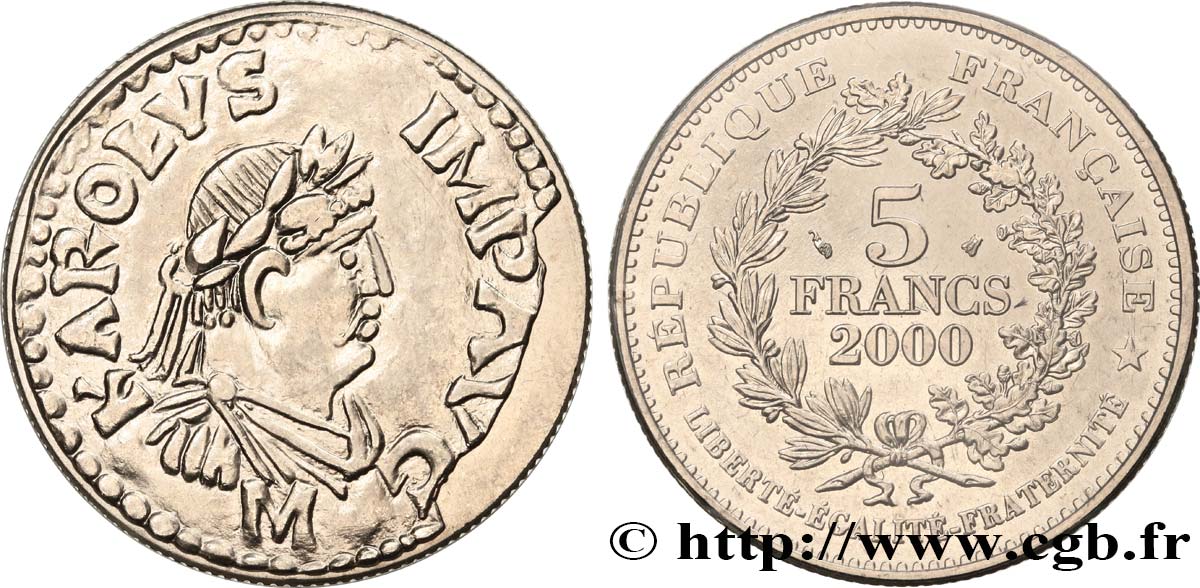 5 francs Denier de Charlemagne 2000 Paris F.348/1 MS 