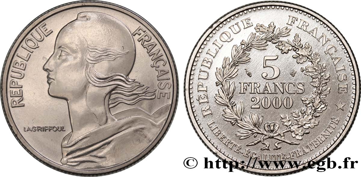 5 francs La Marianne de Lagriffoul 2000 Paris F.355/1 FDC 