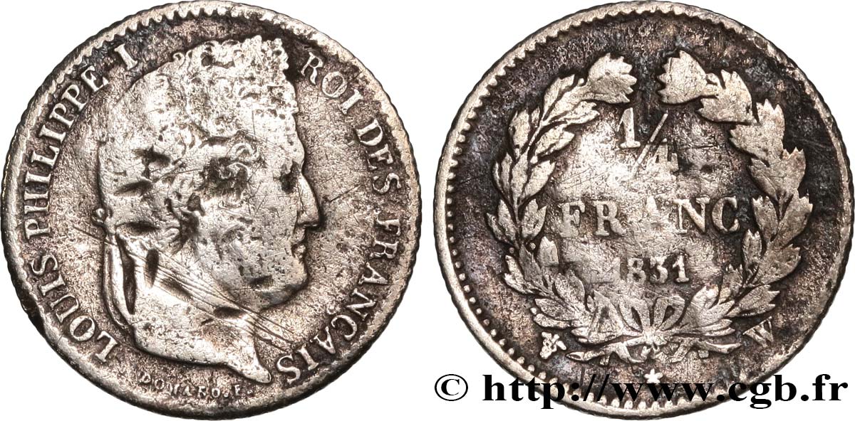 1/4 franc Louis-Philippe 1831 Lille F.166/11 q.B 