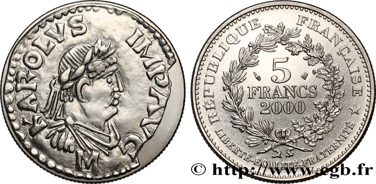 5 francs Denier de Charlemagne 2000 Paris F.348/1 ST 