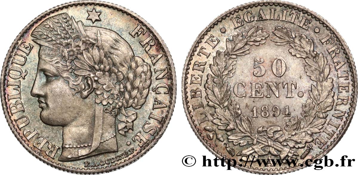 50 centimes Cérès, Troisième République 1894 Paris F.189/15 SPL64 