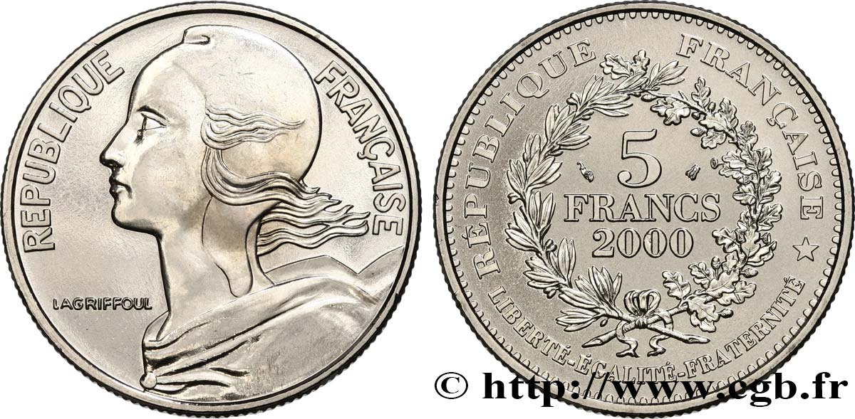 5 francs La Marianne de Lagriffoul 2000 Paris F.355/1 FDC 