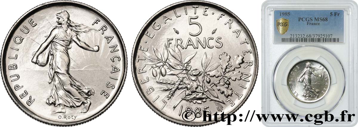 5 francs Semeuse, nickel 1985 Pessac F.341/17 FDC68 PCGS