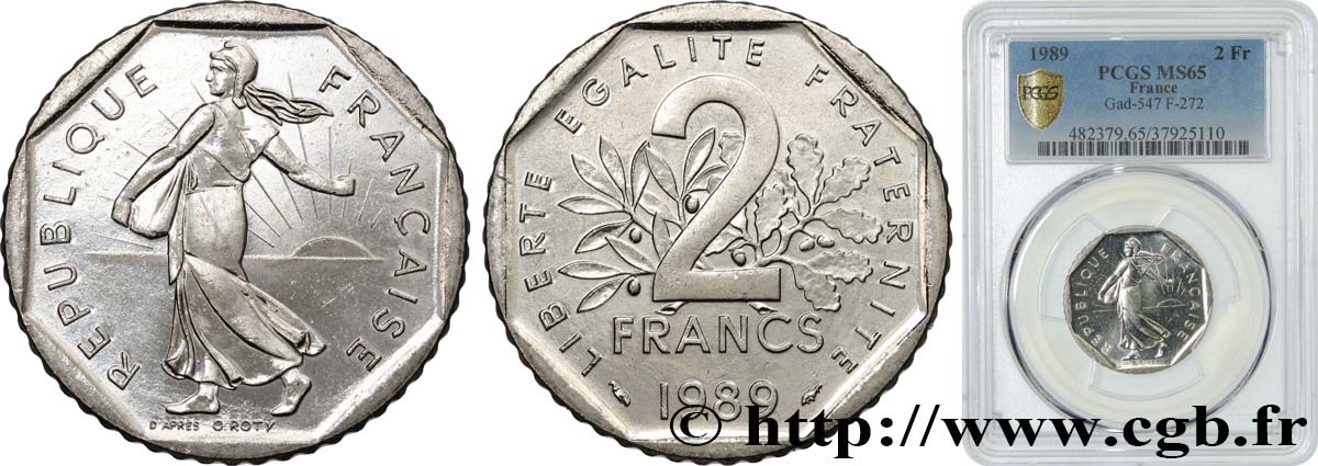 2 francs Semeuse, nickel 1989 Pessac F.272/13 MS65 PCGS