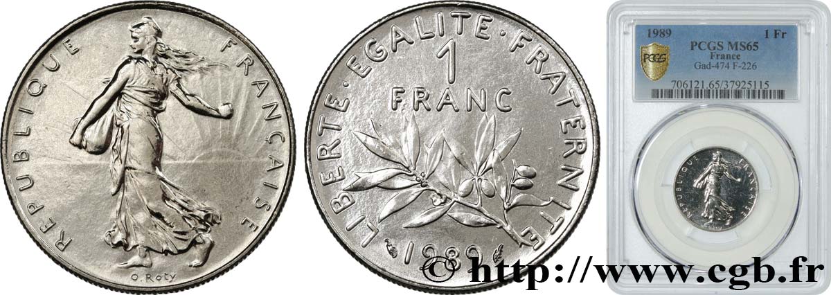 1 franc Semeuse, nickel 1989 Pessac F.226/34 MS65 PCGS