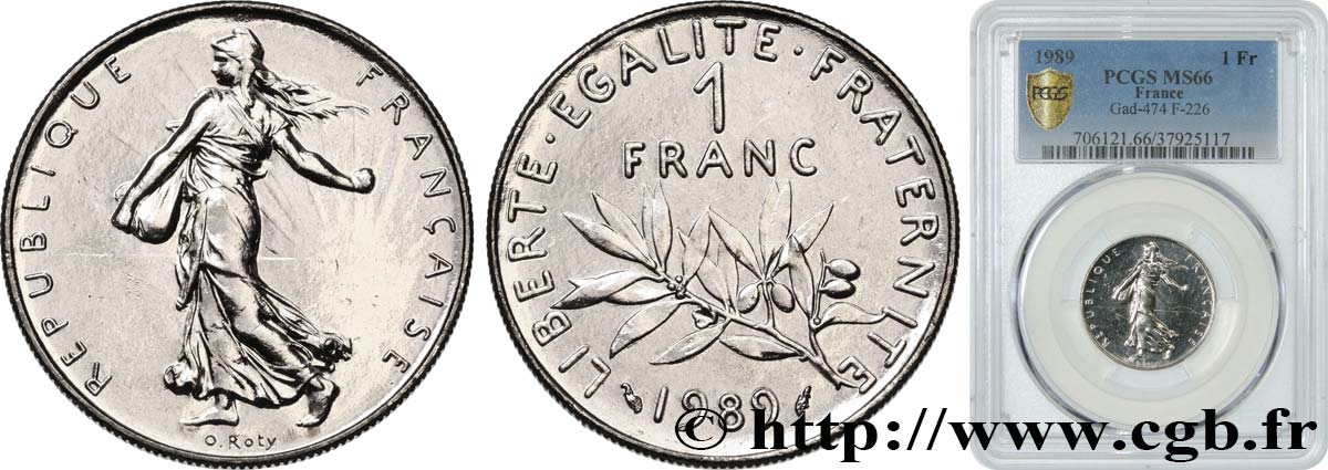 1 franc Semeuse, nickel 1989 Pessac F.226/34 FDC66 PCGS