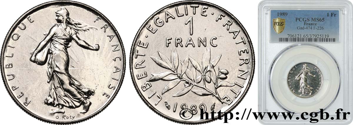 1 franc Semeuse, nickel 1989 Pessac F.226/34 FDC65 PCGS