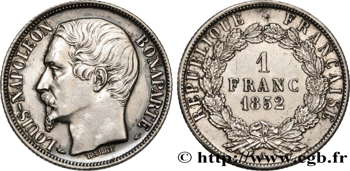 1 franc Louis-Napoléon 1852 Paris F.212/1 VZ+ 