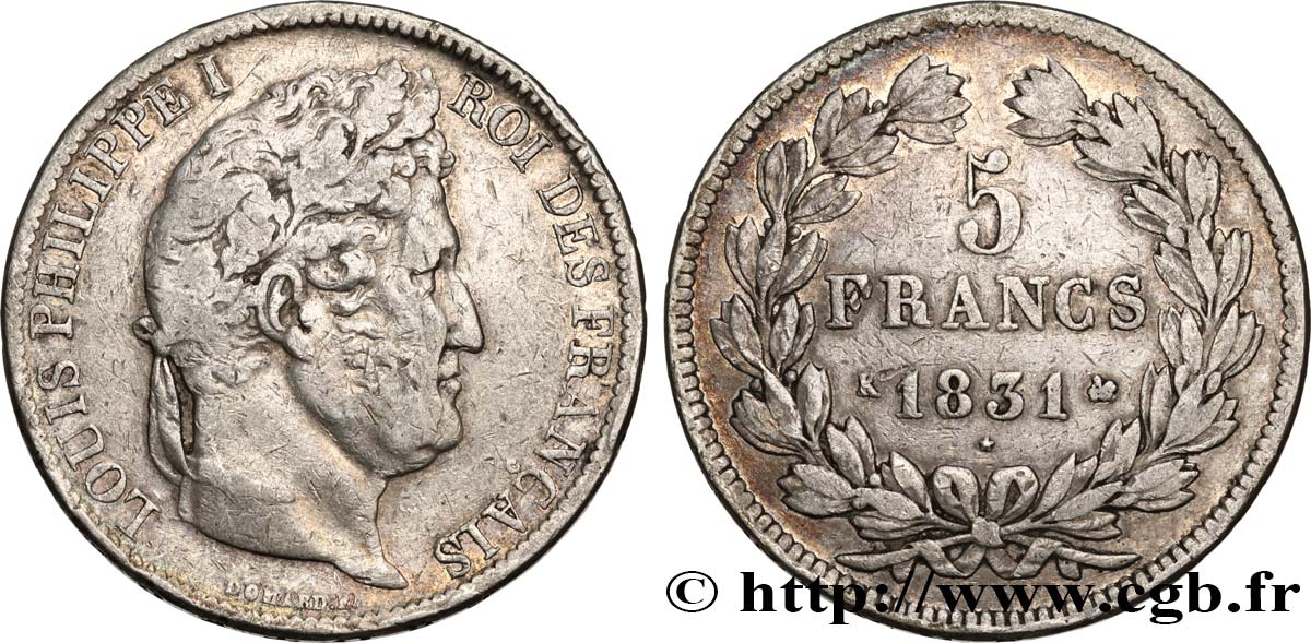 5 francs Ier type Domard, tranche en creux 1831 Bordeaux F.319/4 BC30 