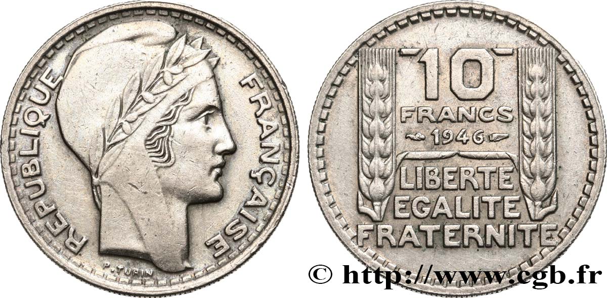 10 francs Turin, grosse tête, rameaux longs 1946 Paris F.361/3 MBC 