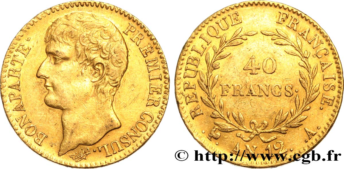 40 francs or Bonaparte Premier Consul 1804 Paris F.536/6 BB50 