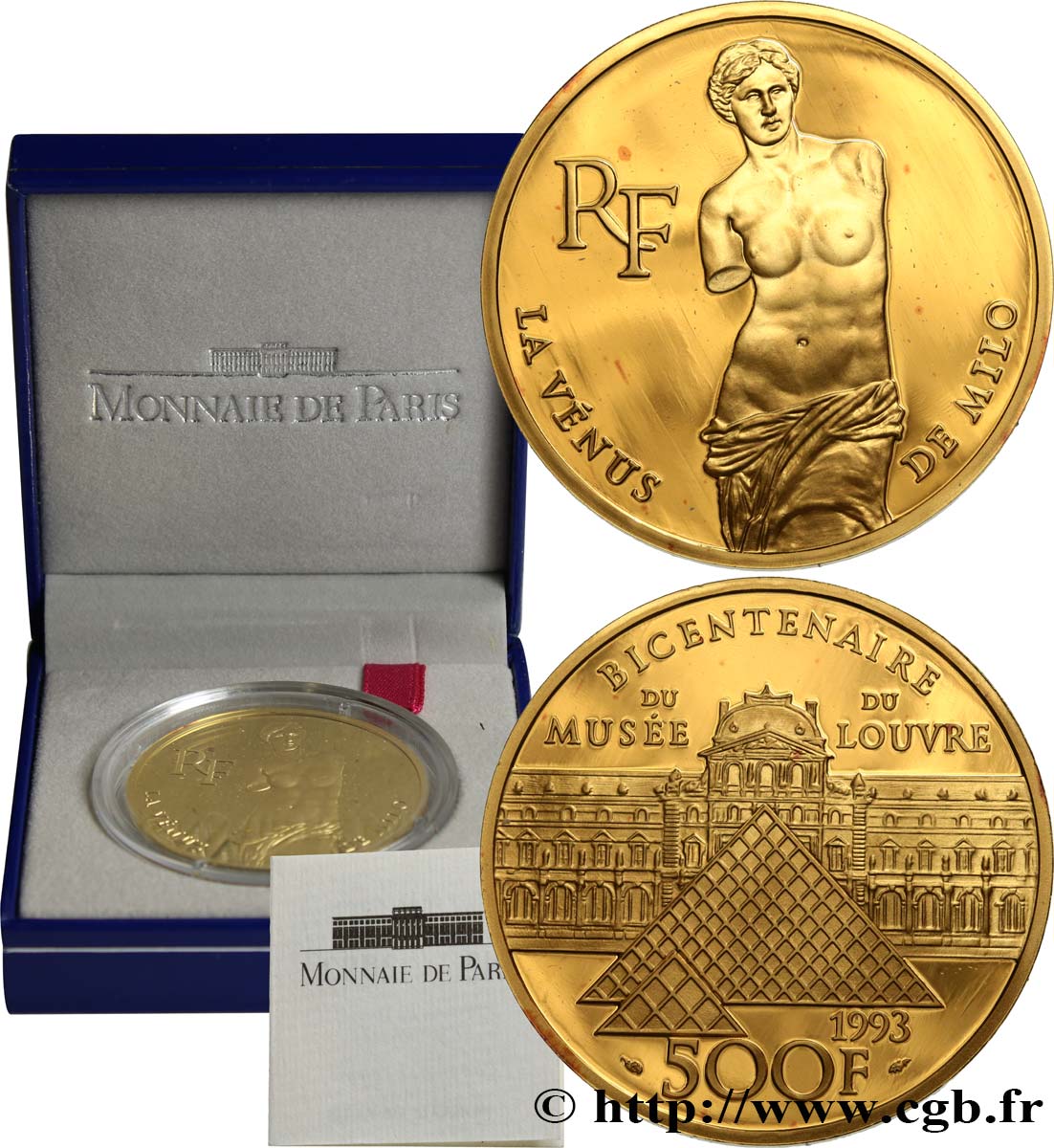 Belle Épreuve Or 500 francs - Vénus de Milo 1993  F.1815 1 FDC 